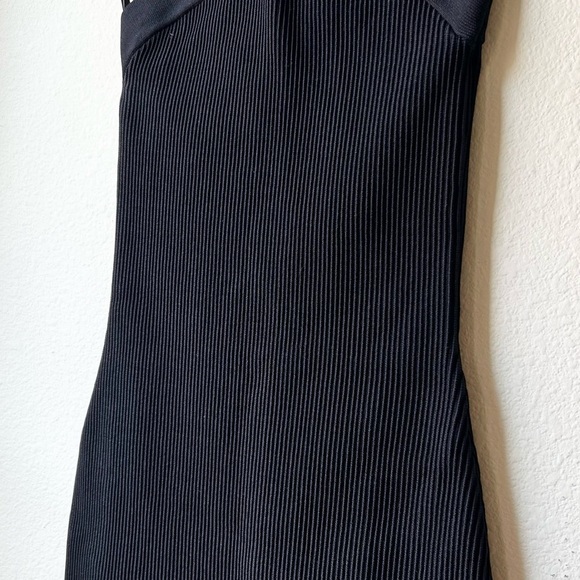 Aritiza Babaton Black Ribbed Sculpt Knit Criss Cross Halter Midi Dress Sz S - Picture 7 of 16
